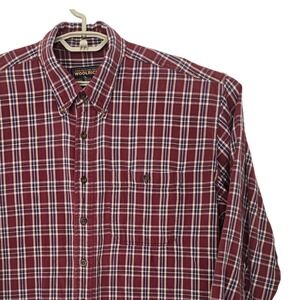 Woolrich Mens Plaid Button Down Long Sleeve Casual XL‎ Shirt Burgundy